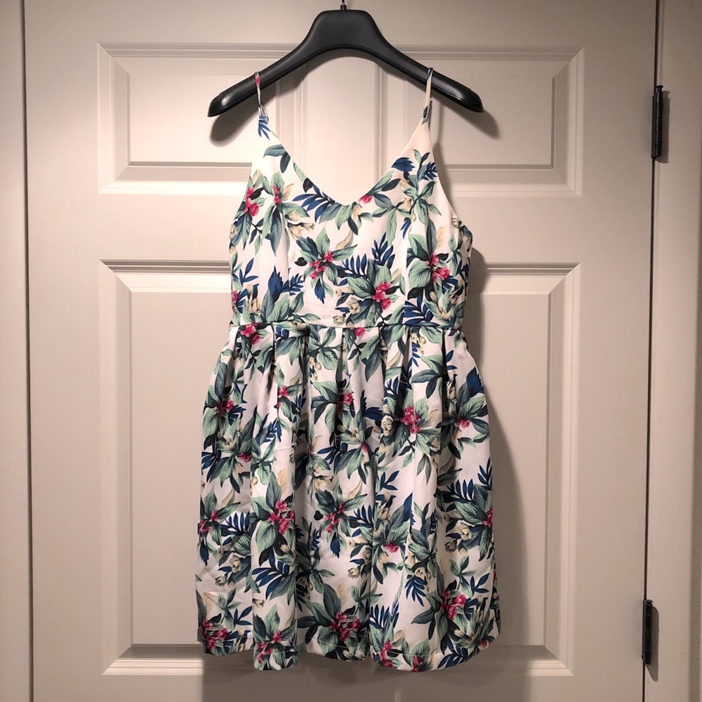Paper Crane Tropical Fit & Flare Dress